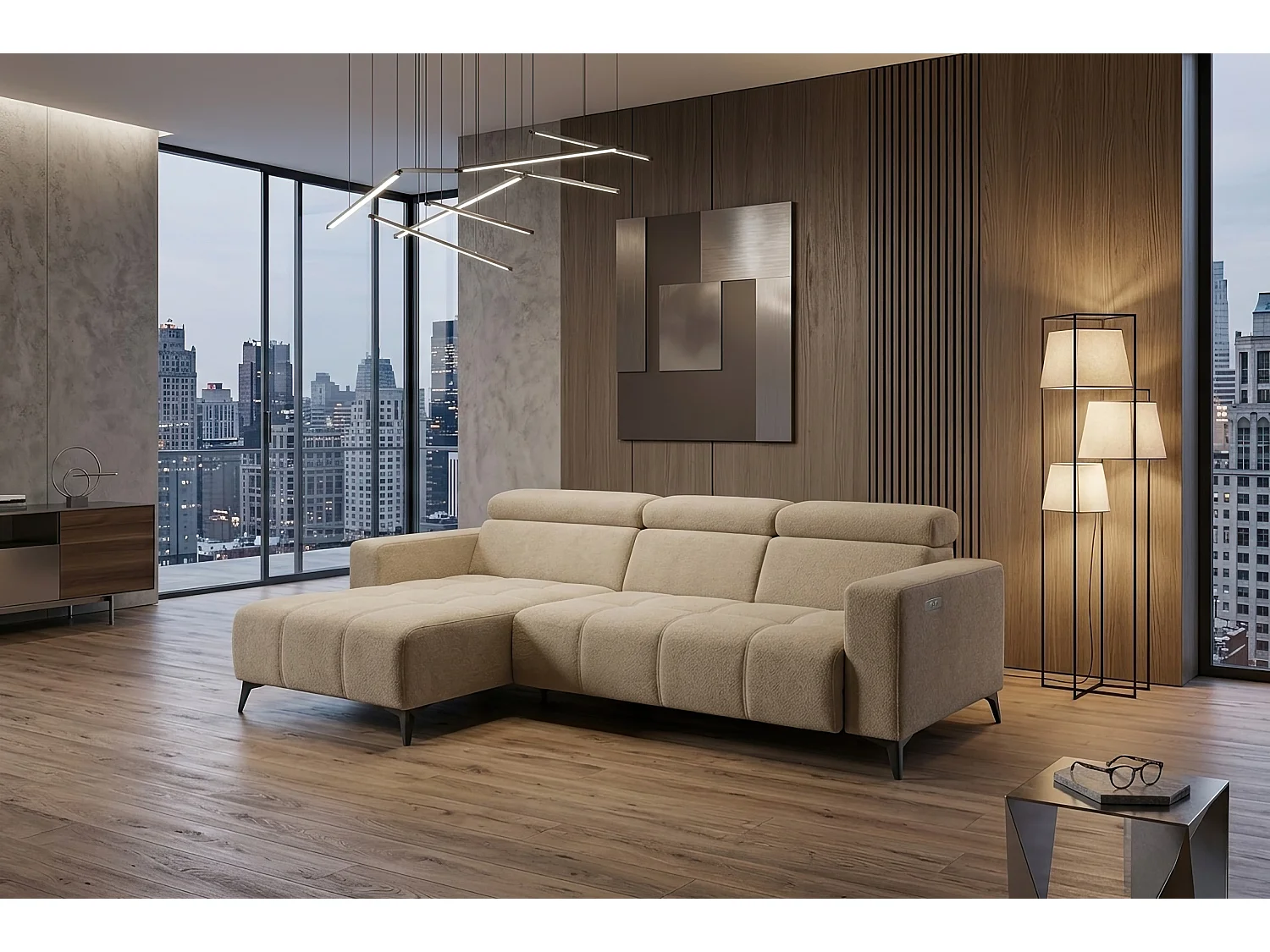 Nicolette - Moderner Ecksofa mit elektrischer Relaxfunktion