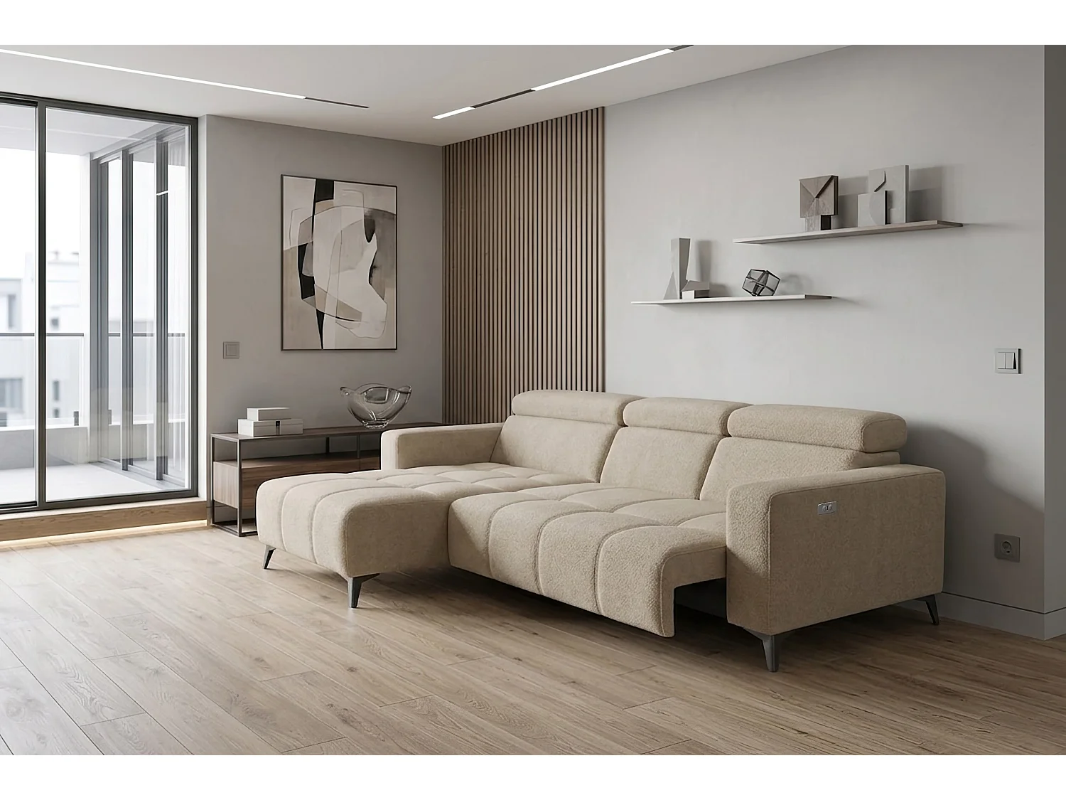 Nicolette - Moderner Ecksofa mit elektrischer Relaxfunktion