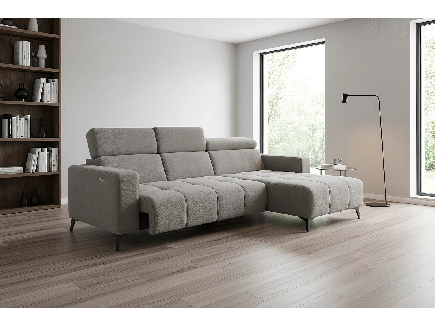 Nicolette – Moderne hoekbank met elektrische relaxfunctie