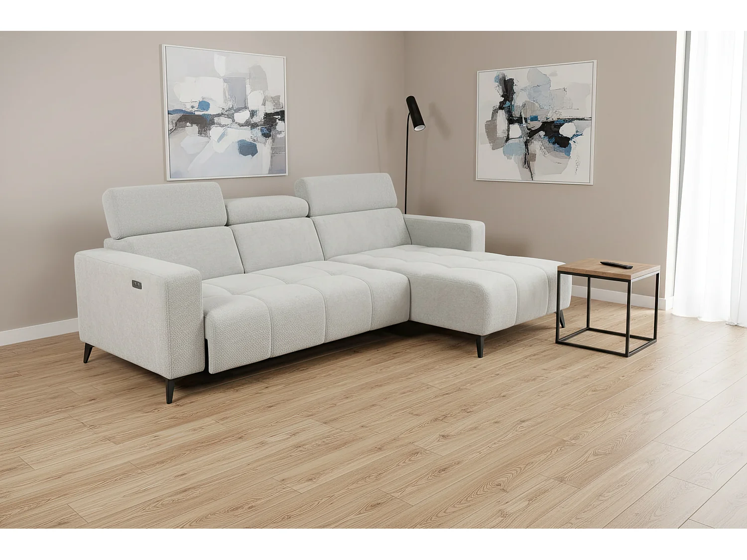 Nicolette - Canapé d’angle moderne avec fonction relax électrique