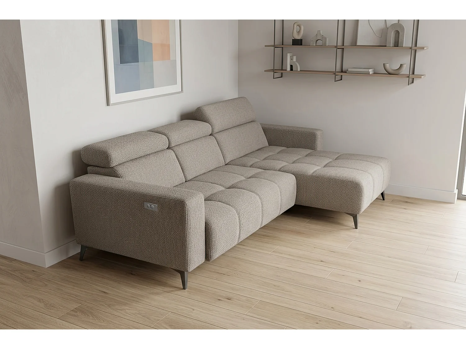 Nicolette - Canapé d’angle moderne avec fonction relax électrique
