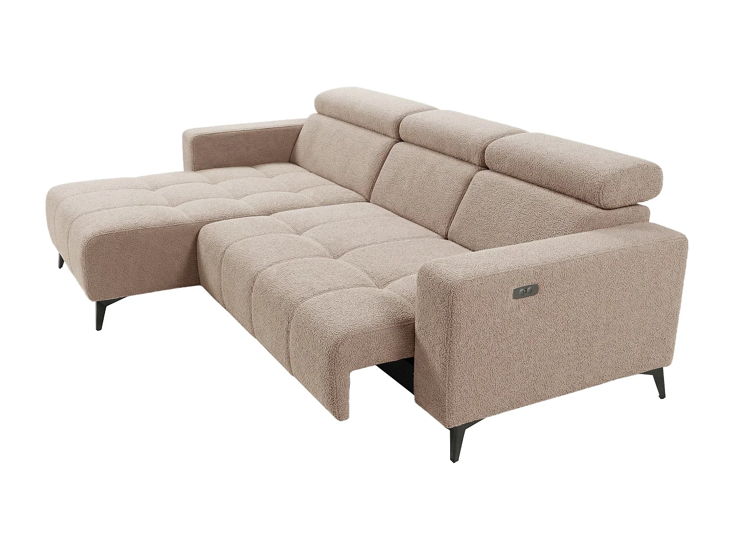 Nowoczesny narożnik Nicolette z elektryczną funkcją relax