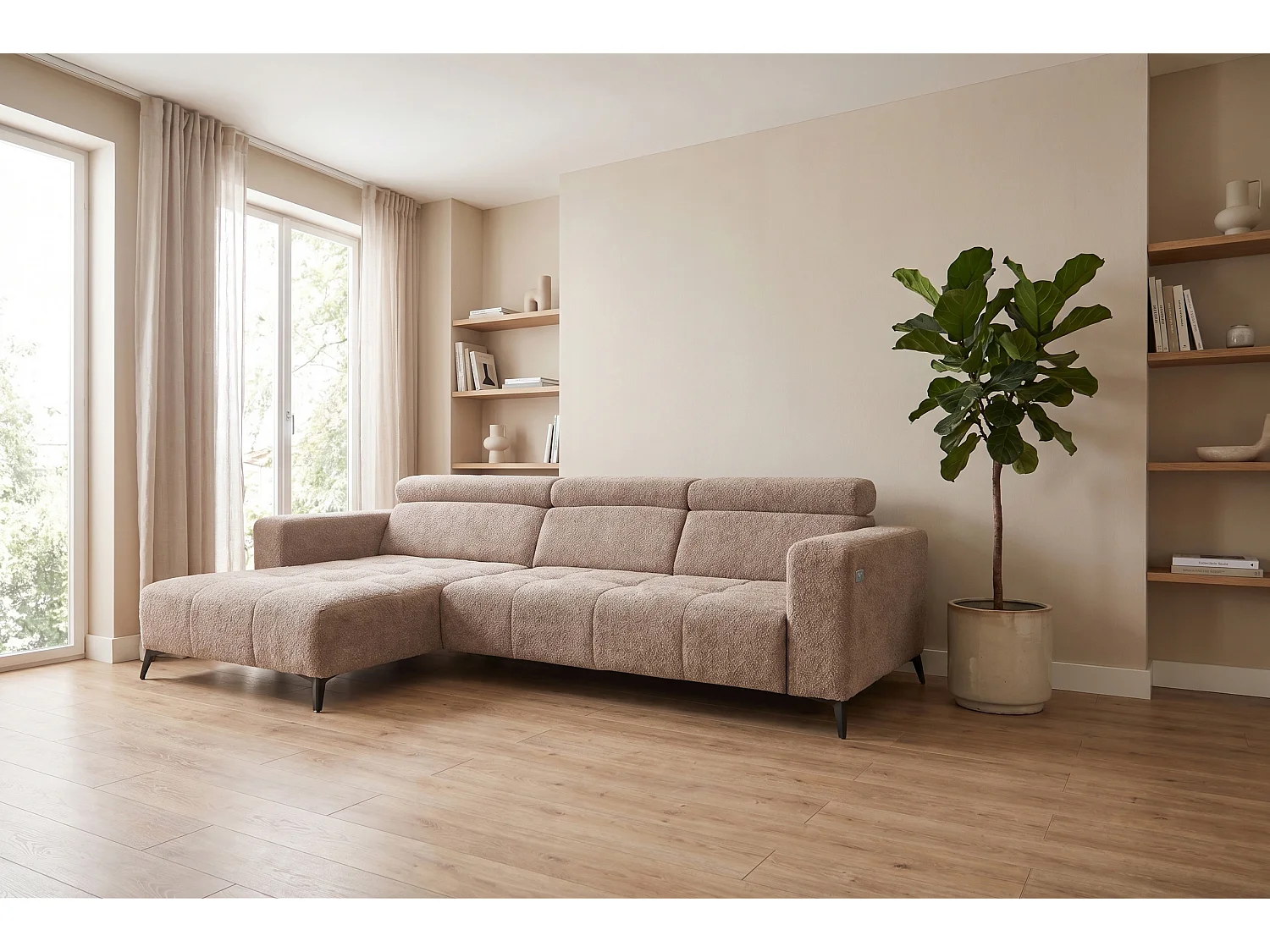 Nicolette - Canapé d’angle moderne avec fonction relax électrique