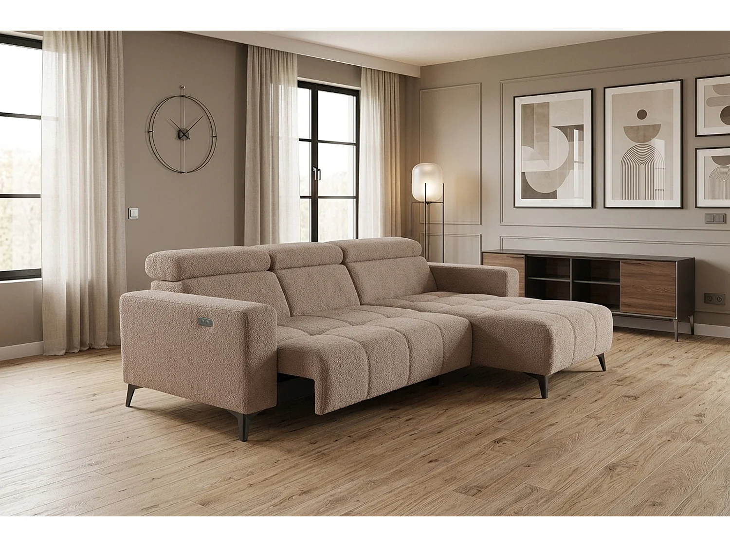 Nicolette – Moderne hoekbank met elektrische relaxfunctie