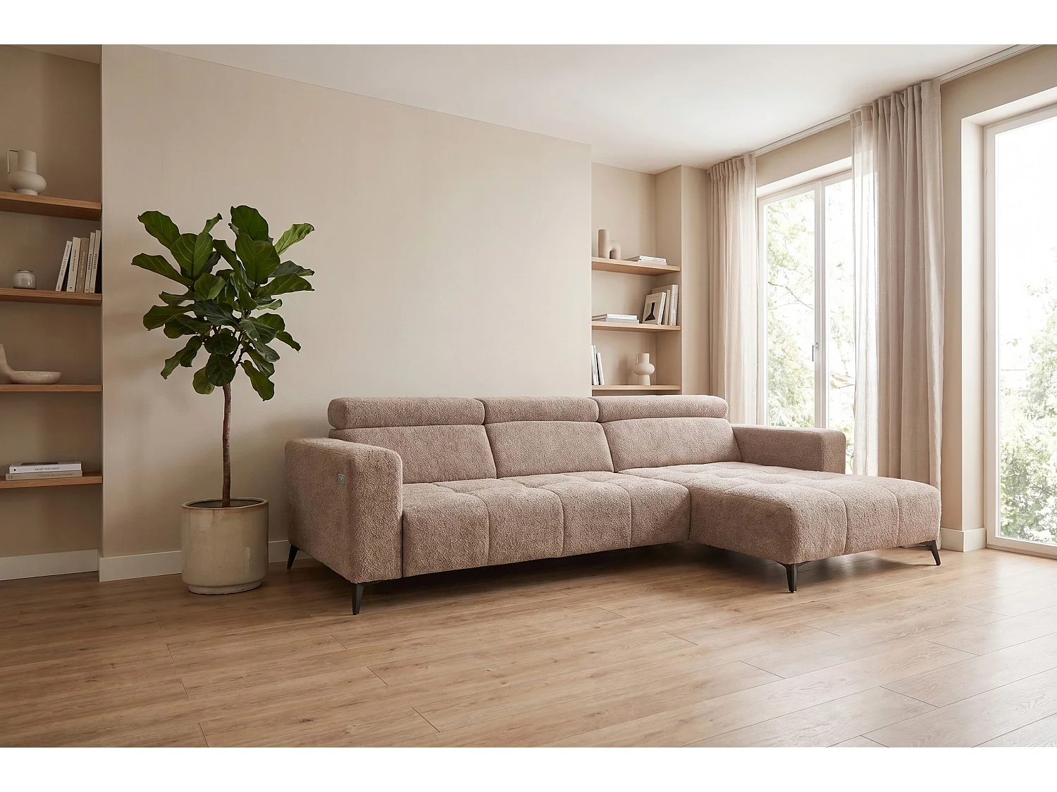 Nicolette - Canapé d’angle moderne avec fonction relax électrique