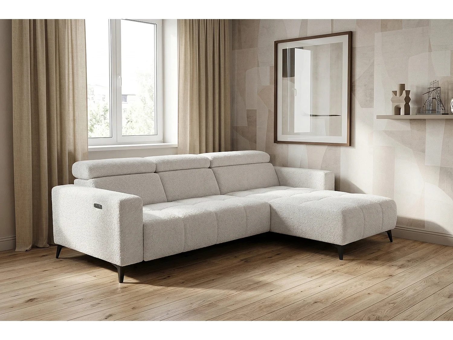 Nicolette - Canapé d’angle moderne avec fonction relax électrique