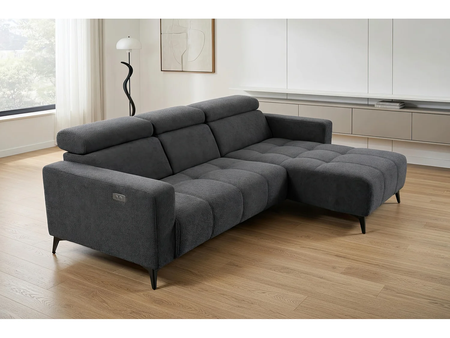 Nicolette - Canapé d’angle moderne avec fonction relax électrique