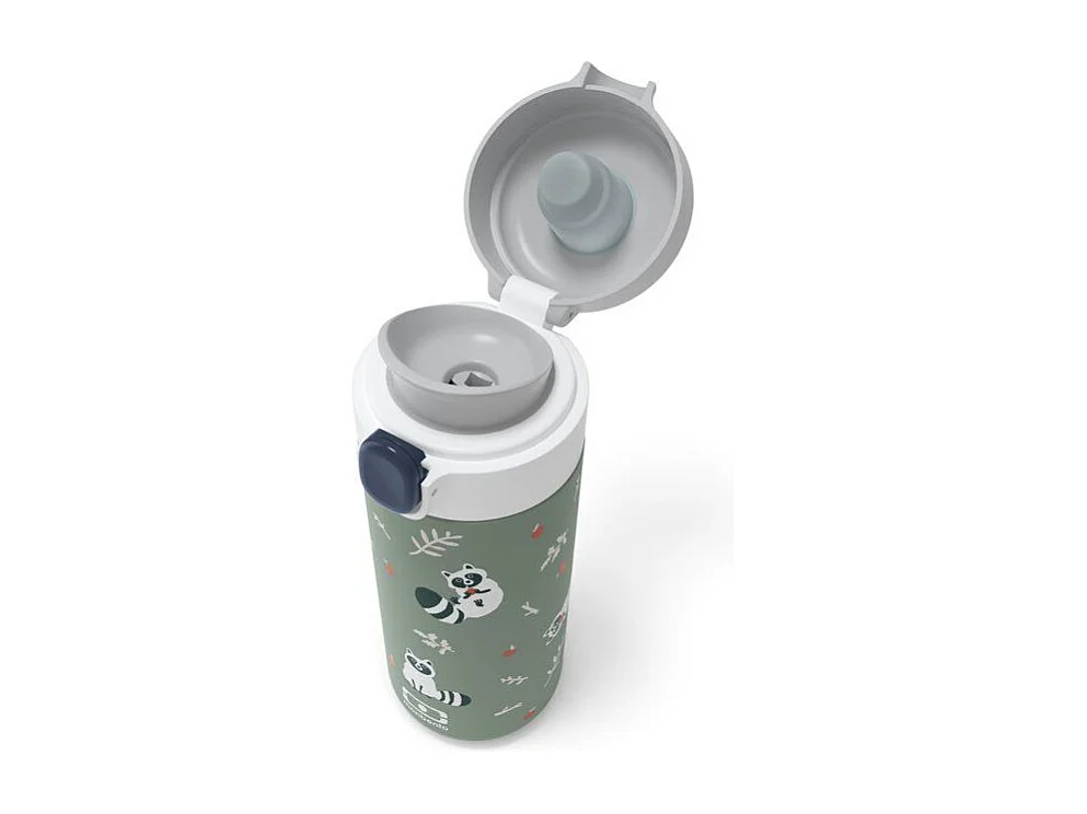 Gourde isotherme a bec verseur - MONBENTO - Enfants - Bouchon ouverture rapide - Pop Raccoon