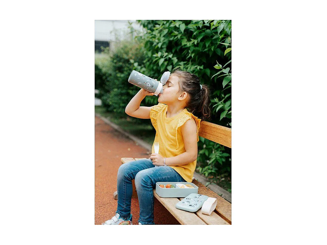 Gourde isotherme a bec verseur - MONBENTO - Enfants - Bouchon ouverture rapide - Pop Raccoon