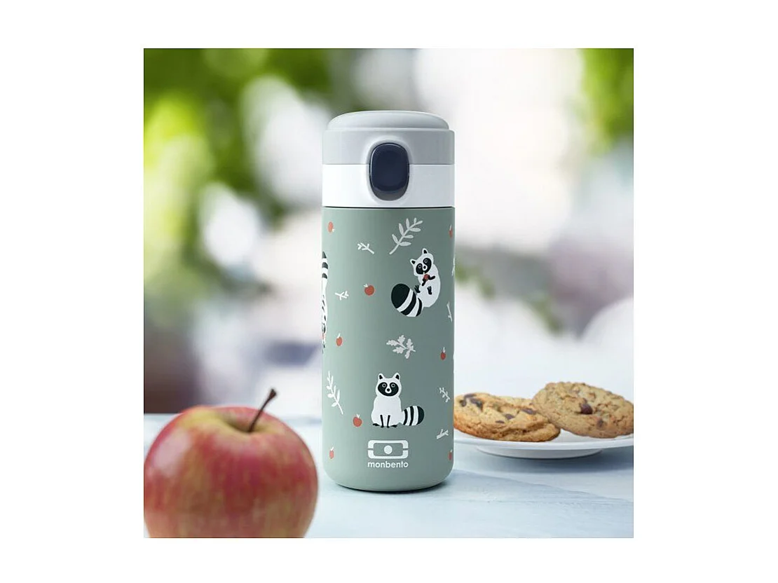 Gourde isotherme a bec verseur - MONBENTO - Enfants - Bouchon ouverture rapide - Pop Raccoon