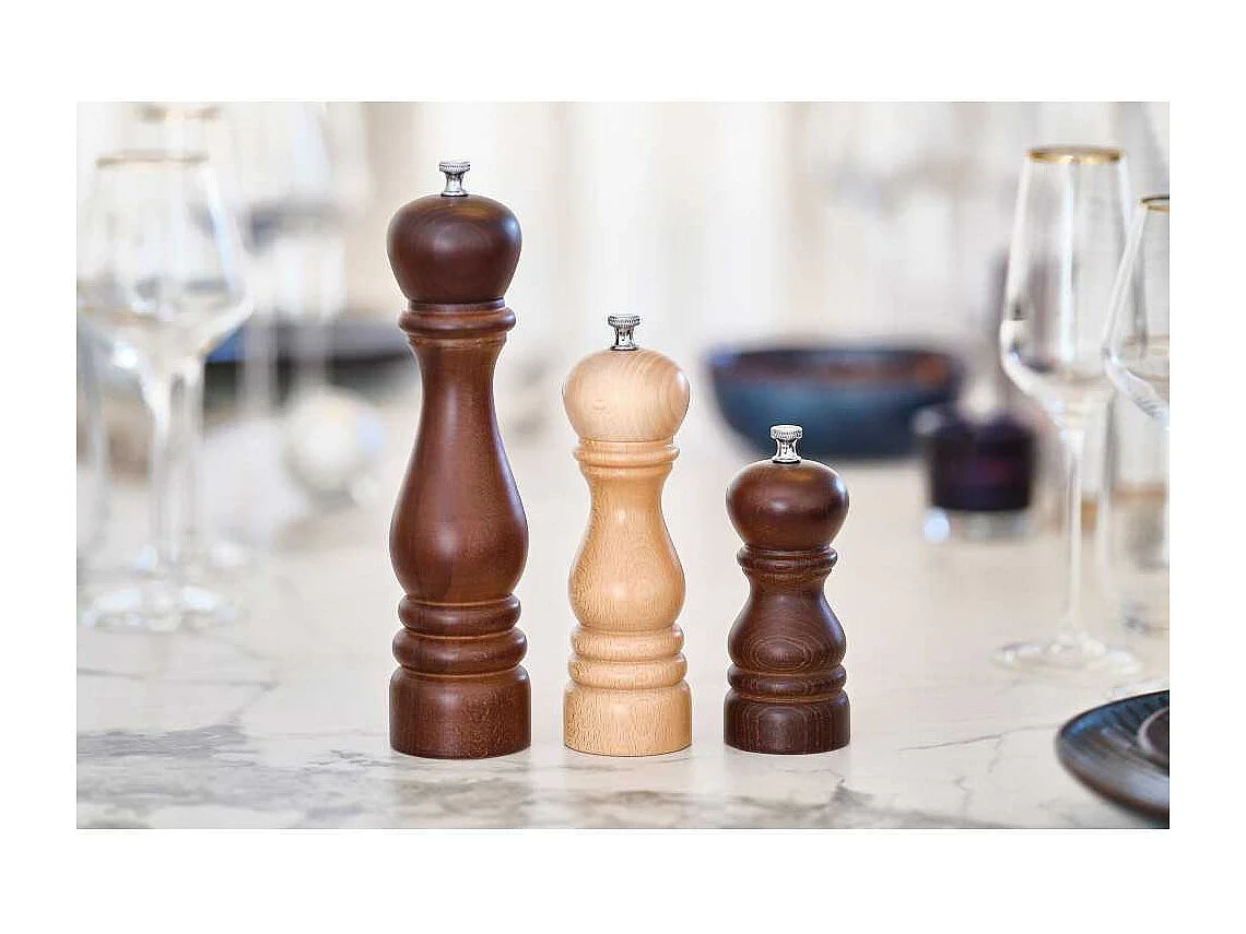 BISETTI Roma Pfeffermühle 33 cm aus Buchenholz mit Nussbaum-Finish, gehärteter Stahlmechanismus anti-oxidativ, hergestellt in Italien