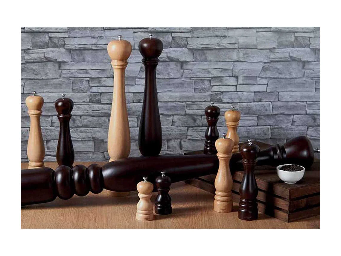 BISETTI Roma Pfeffermühle 33 cm aus Buchenholz mit Nussbaum-Finish, gehärteter Stahlmechanismus anti-oxidativ, hergestellt in Italien