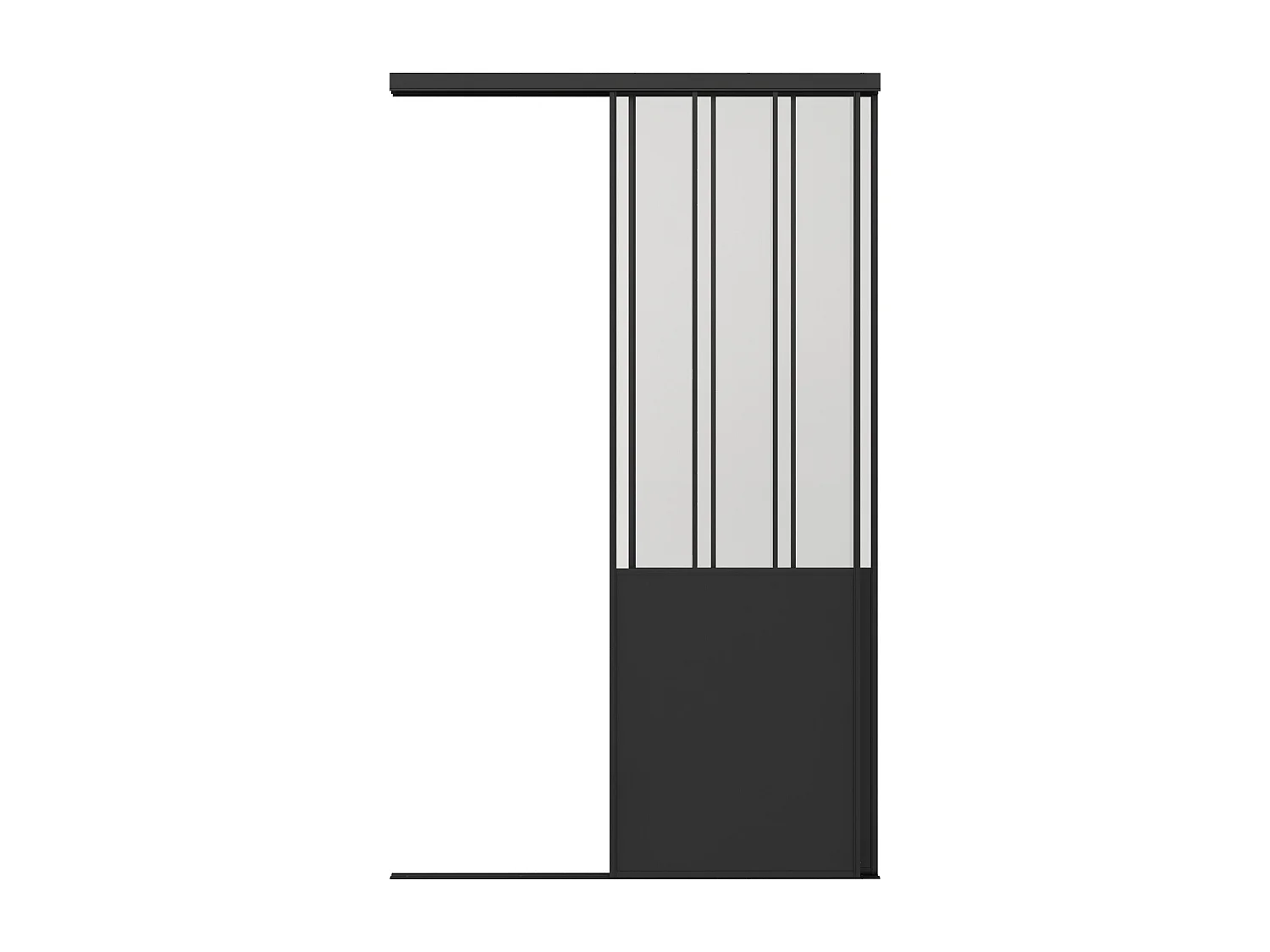 Portes de placard coulissantes en acier - Noir et verre trempé dépoli - H250 x L130 cm - BELASI