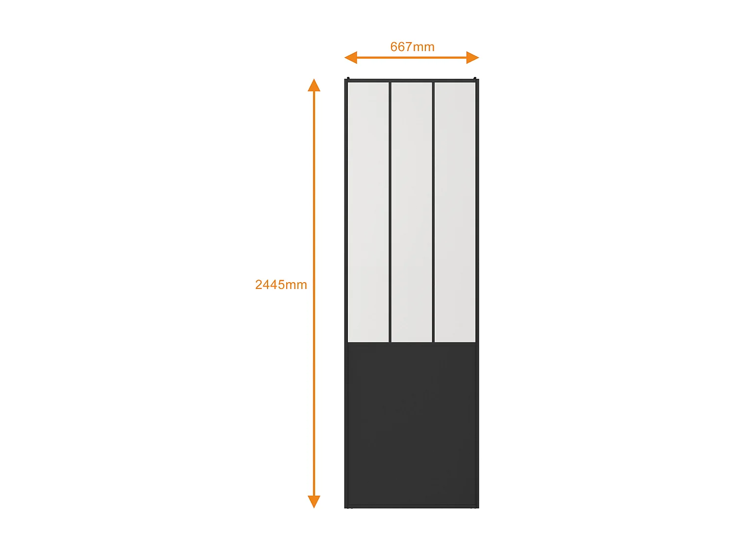 Portes de placard coulissantes en acier - Noir et verre trempé dépoli - H250 x L130 cm - BELASI