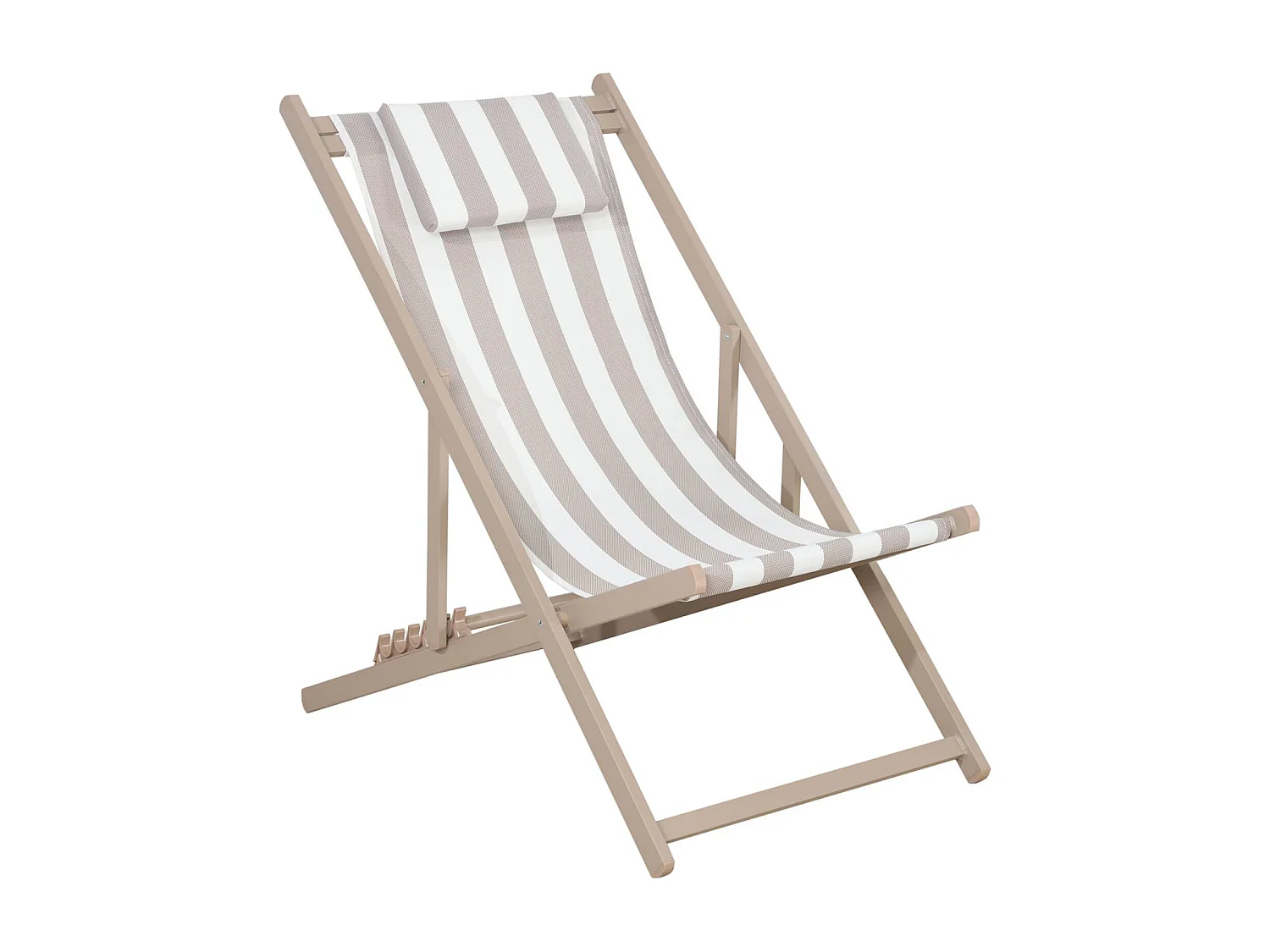 Lot de 2 bains de soleil - Gaia rayures marron - Transat en aluminium gris anthracite et textilene rayures marron avec coussin repose tête. chilienne