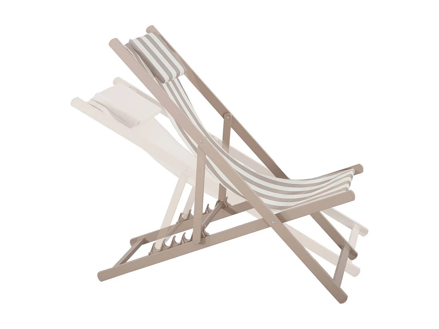 Lot de 2 bains de soleil - Gaia rayures marron - Transat en aluminium gris anthracite et textilene rayures marron avec coussin repose tête. chilienne