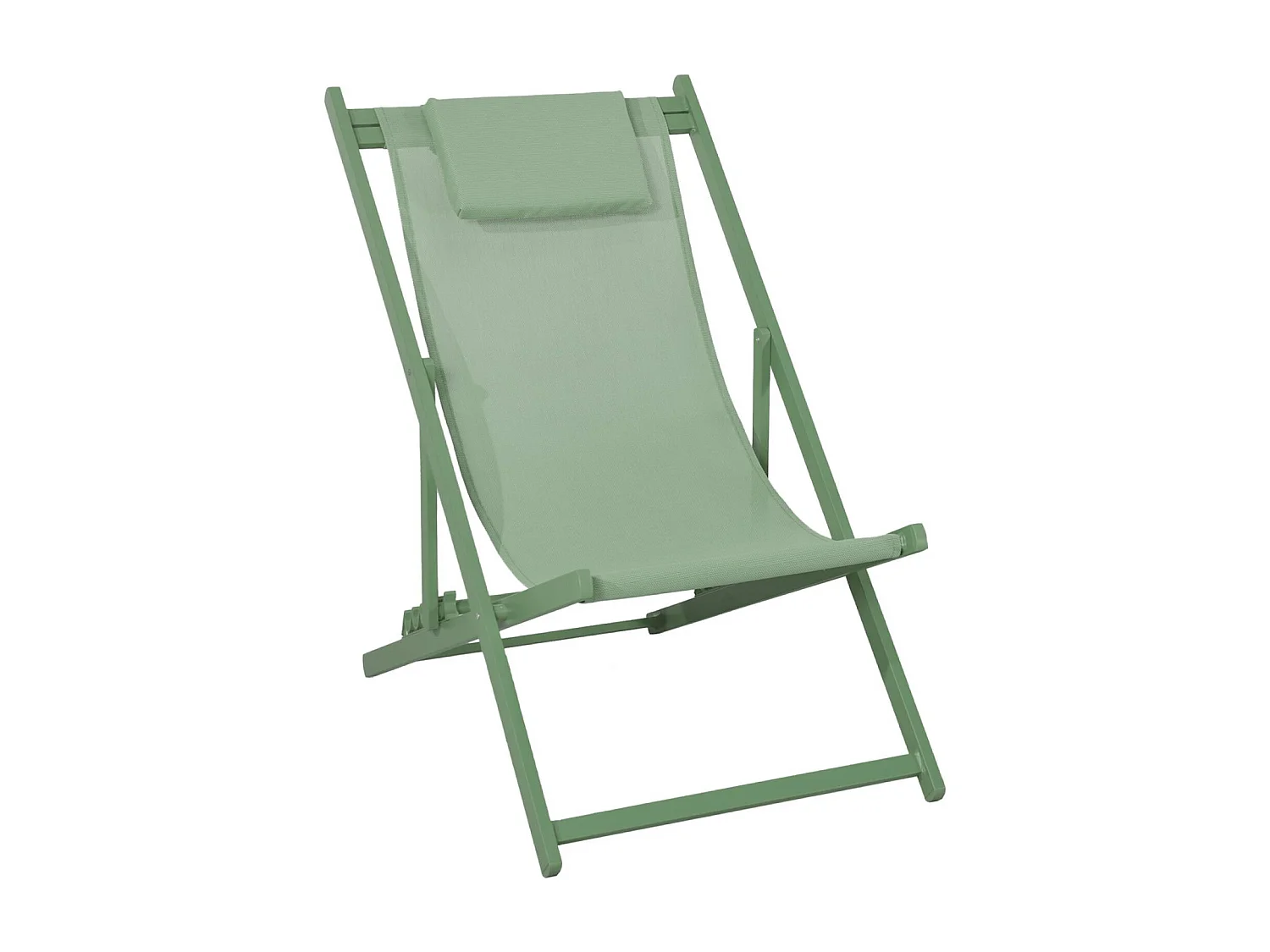 Lot de 2 bains de soleil - Gaia vert - Transat en aluminium gris anthracite et textilene vert avec coussin repose tête. chilienne