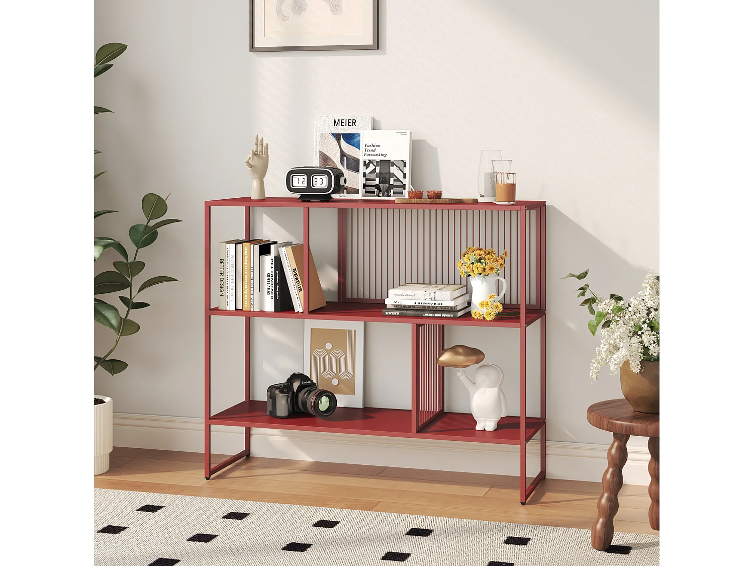 Étagère en métal rouge carmin EMILIA - HAPPY GARDEN