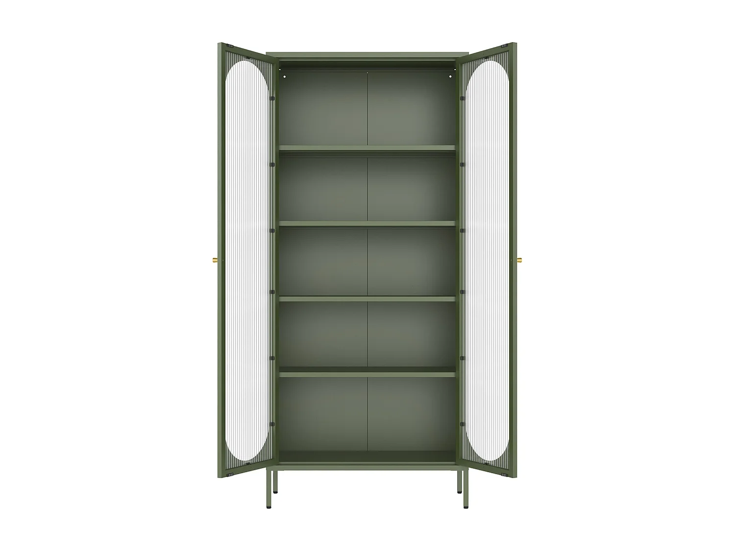 Armoire en métal vert kaki et verre 180cm YASMINE - HAPPY GARDEN