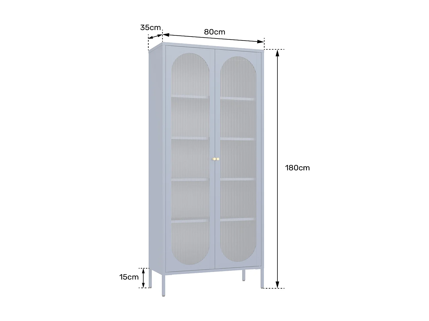 Armoire en métal vert kaki et verre 180cm YASMINE - HAPPY GARDEN