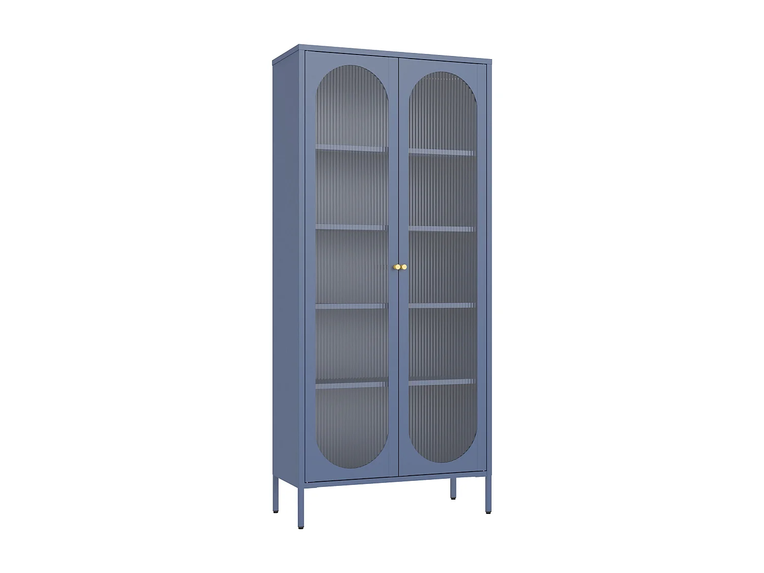 Armoire en métal bleu gris et verre 180cm YASMINE - HAPPY GARDEN