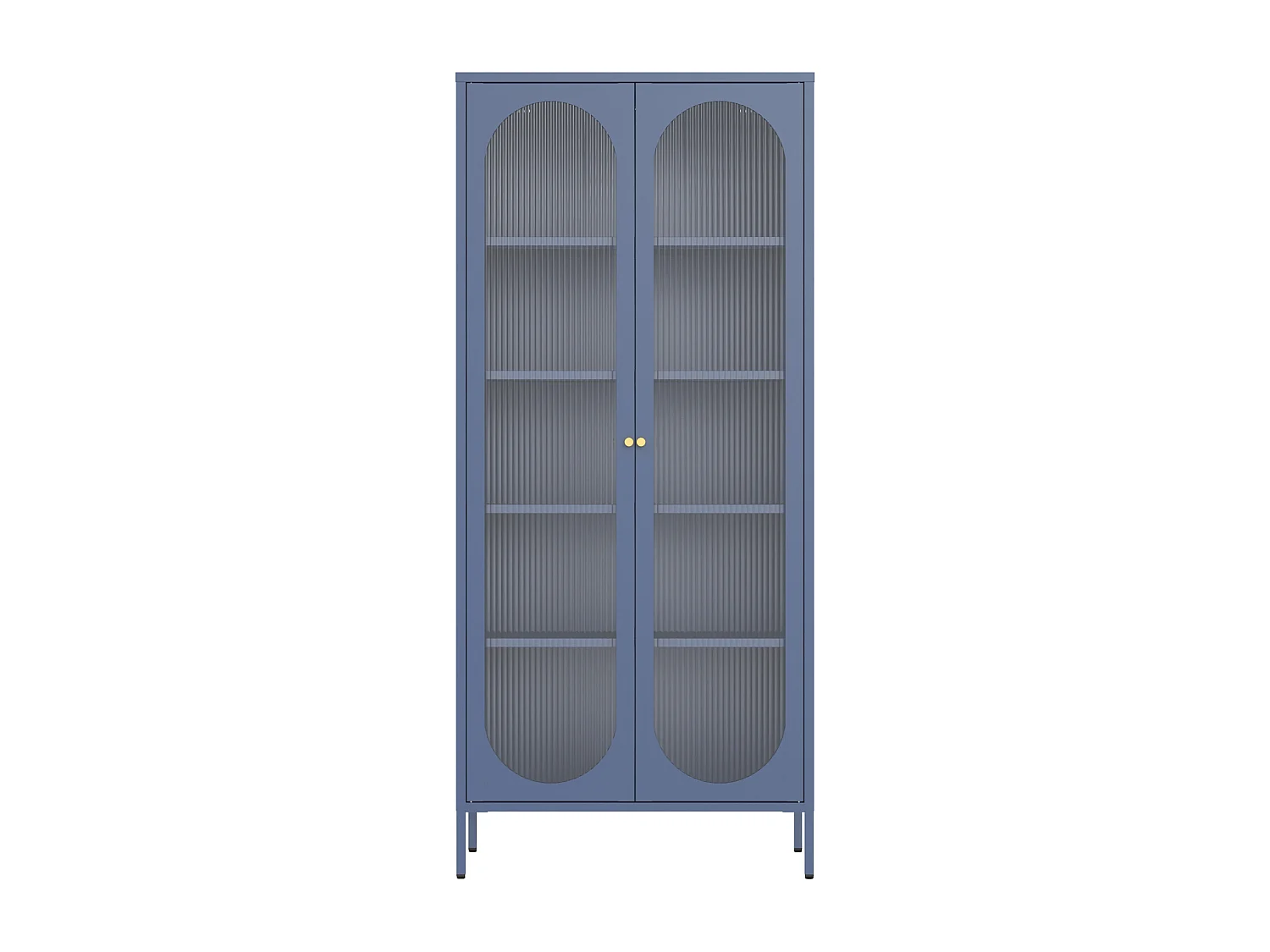 Armoire en métal bleu gris et verre 180cm YASMINE - HAPPY GARDEN