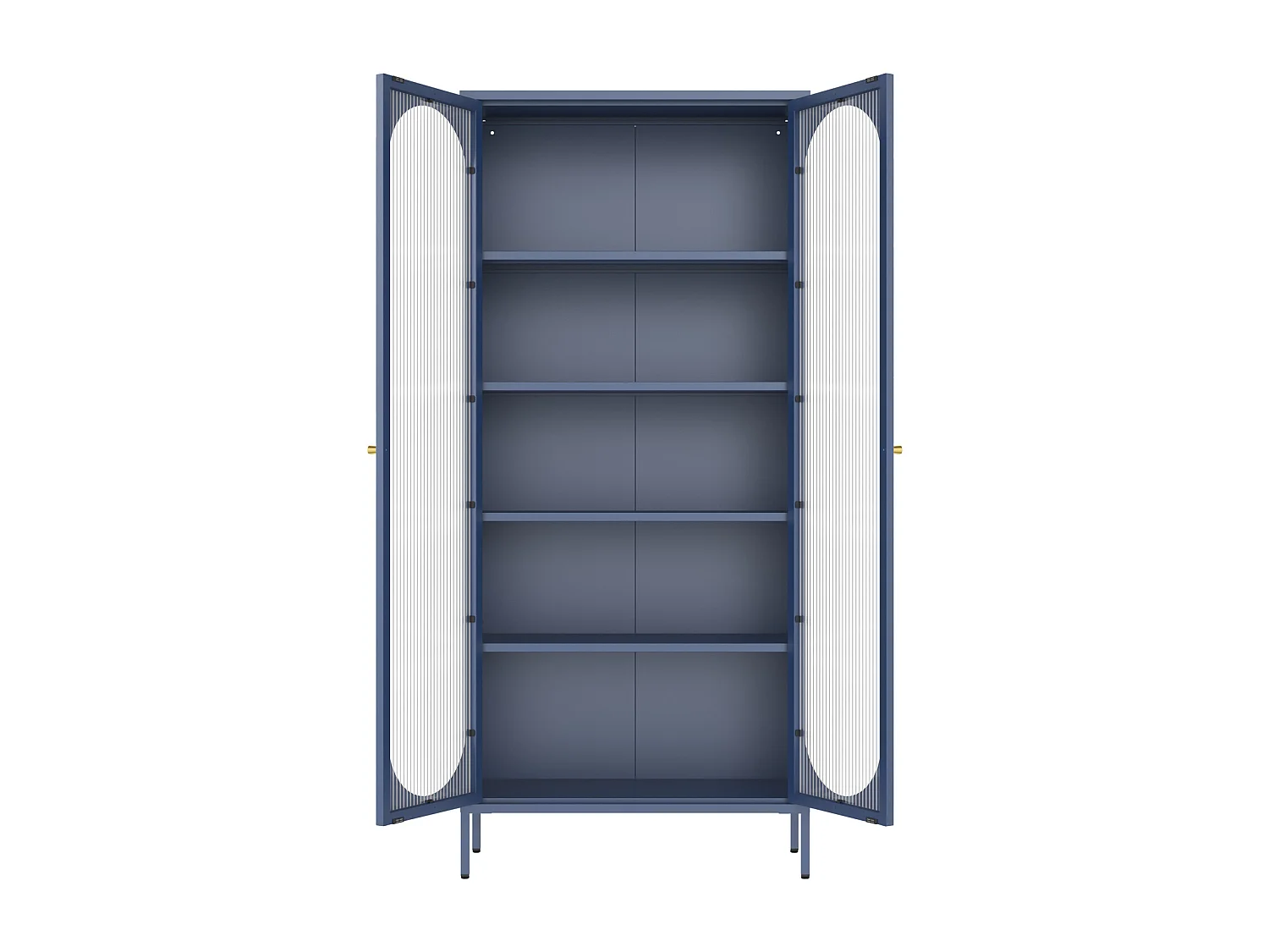 Armoire en métal bleu gris et verre 180cm YASMINE - HAPPY GARDEN