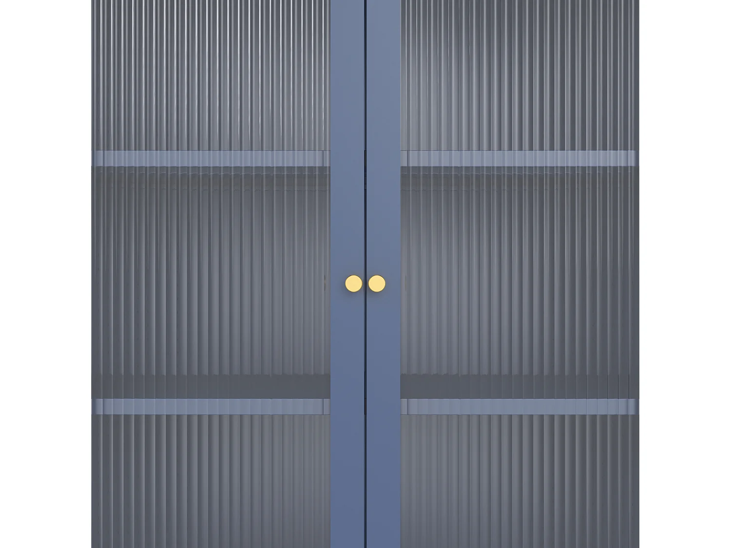 Armoire en métal bleu gris et verre 180cm YASMINE - HAPPY GARDEN