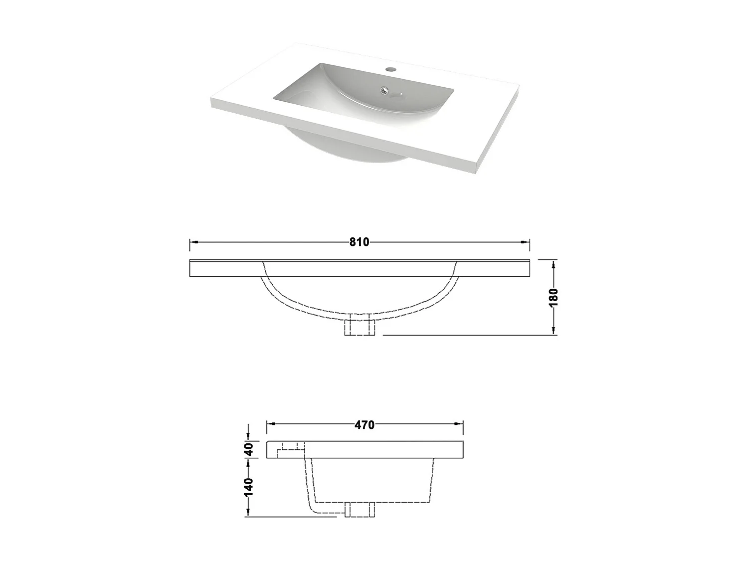 Ensemble meuble blanc et vasque L.80cm 3 tiroirs avec fermeture amortie + 2*colonne haute + miroir LED