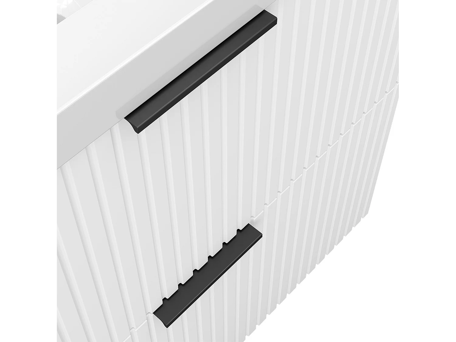 Aica Meuble de salle de bain suspendu 100 cm Blanc + 2 tiroirs, avec Vasque + Miroir LED