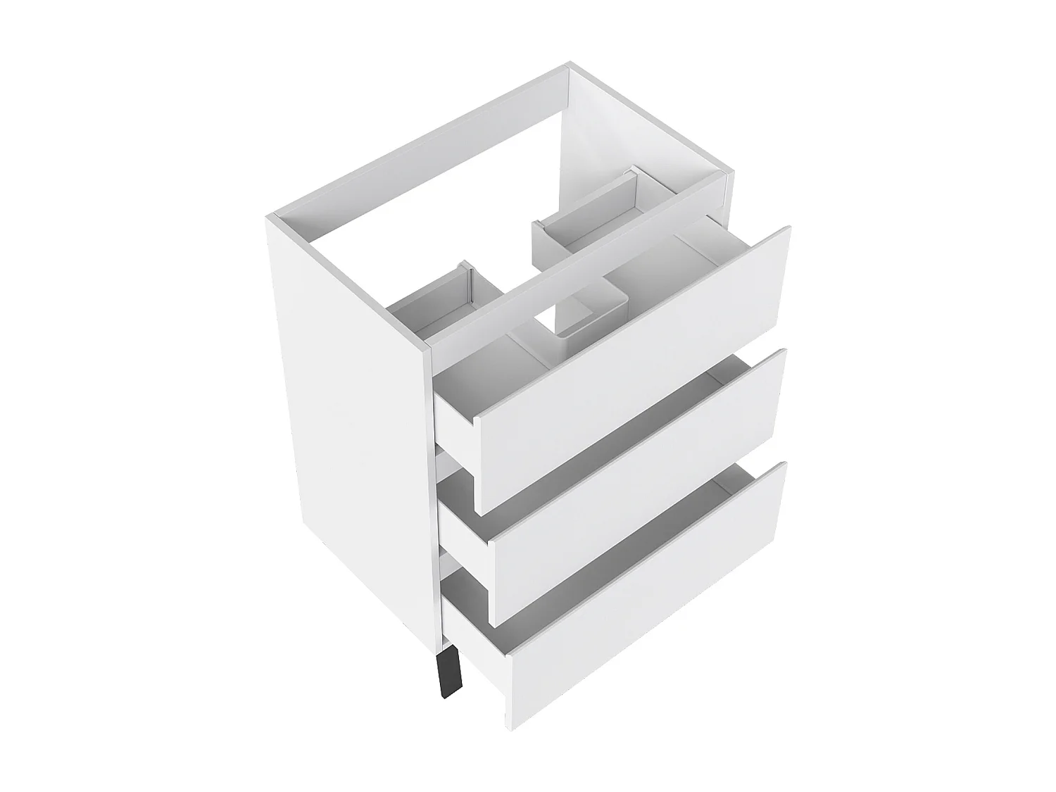 Ensemble meuble blanc et vasque L.60cm 3 tiroirs avec fermeture amortie + colonne haute + miroir LED