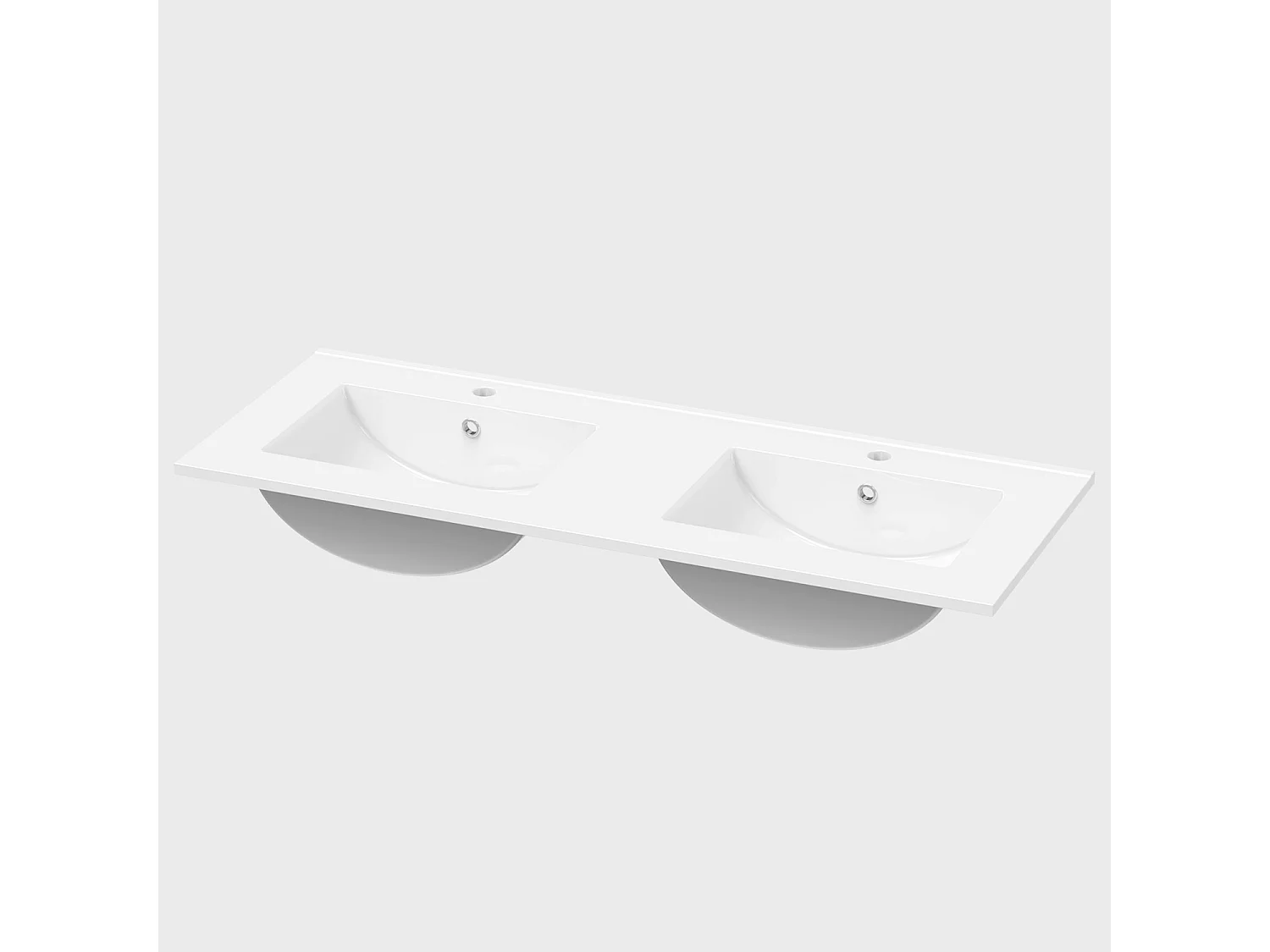 Lavabo éncastre en ceramique sans robinet, Dimensions : 121.5 cm (L) x 18 cm (H) x 46.5 cm (P), Blanc