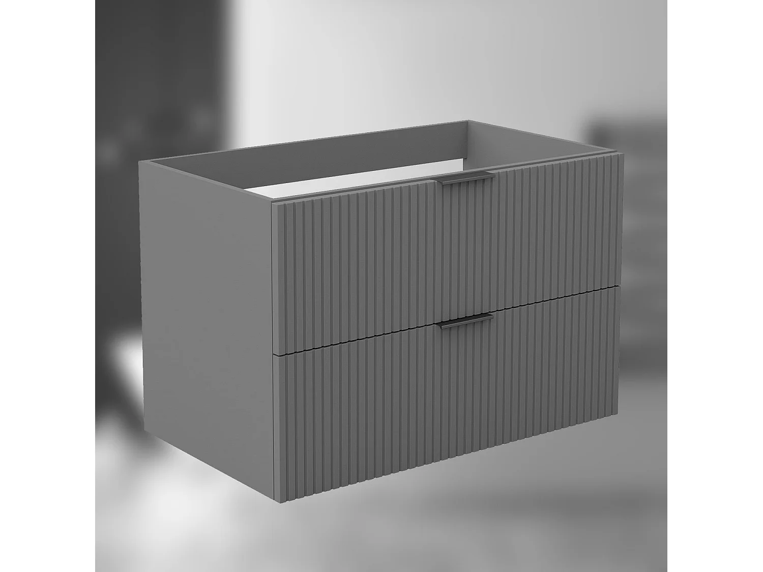 AICA SARL. Meuble de salle de bain suspendu 80 cm Anthracite + 2 tiroirs, avec Poignées - sans compter vasque