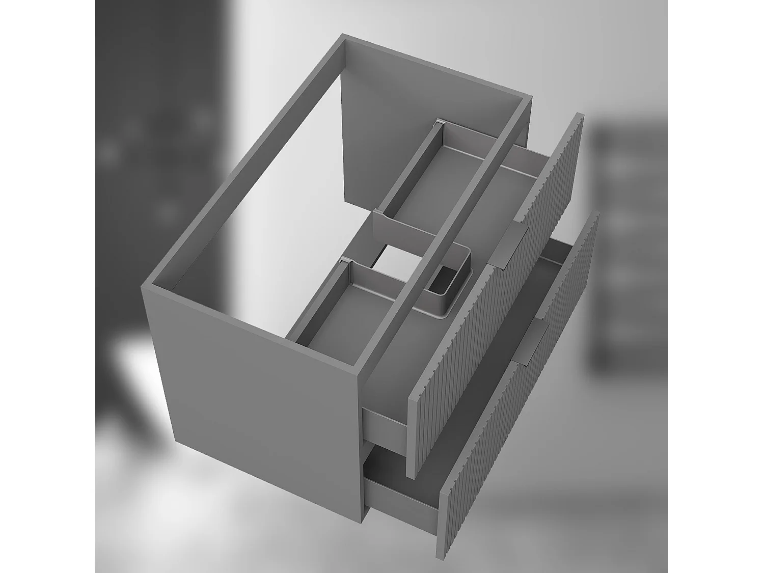 AICA SARL. Meuble de salle de bain suspendu 80 cm Anthracite + 2 tiroirs, avec Poignées - sans compter vasque