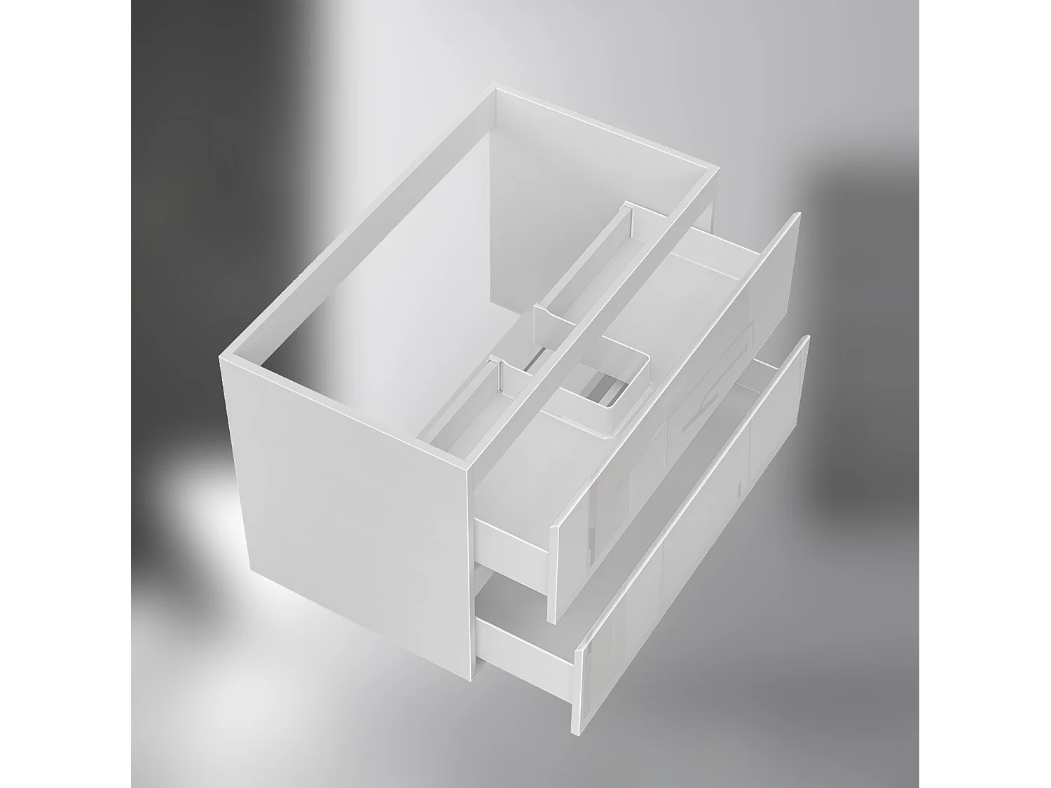 AICA SARL. Meuble de salle de bain design suspendu, 80 cm, 2 tiroirs de rangement sans lavabo - Blanc brillant