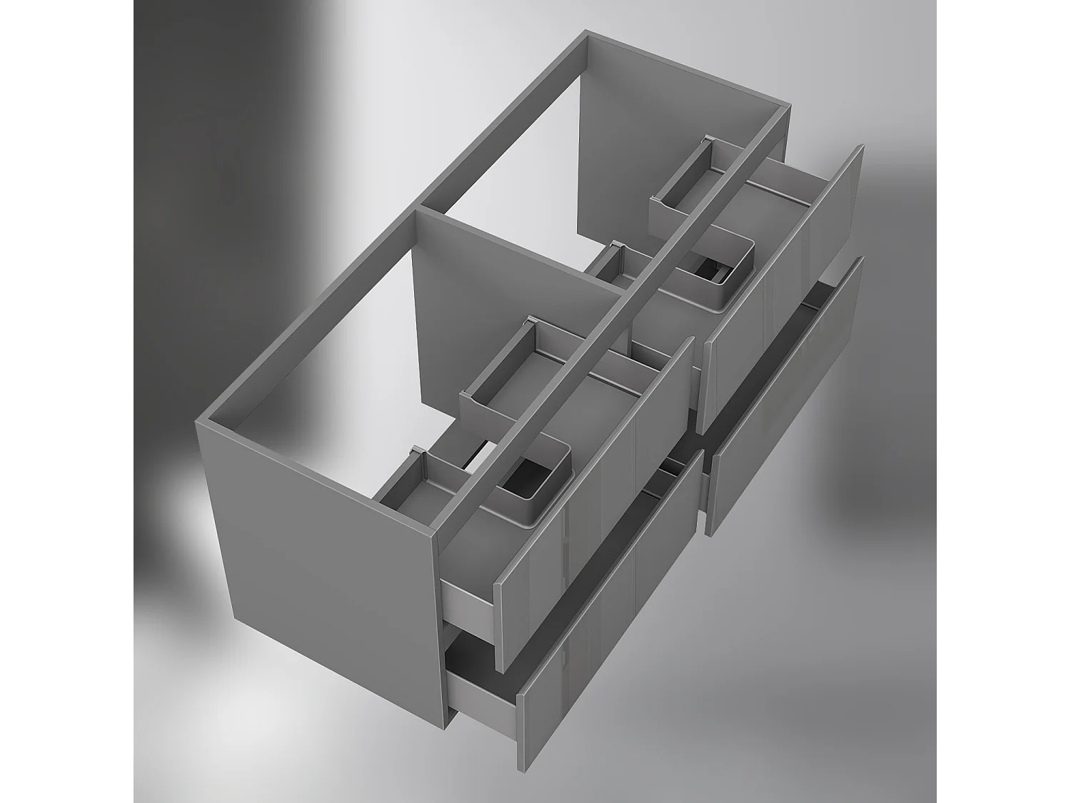 AICA SARL. Meuble de salle de bain design suspendu, 120 cm, 4 tiroirs de rangement sans lavabo - Anthracite brillant