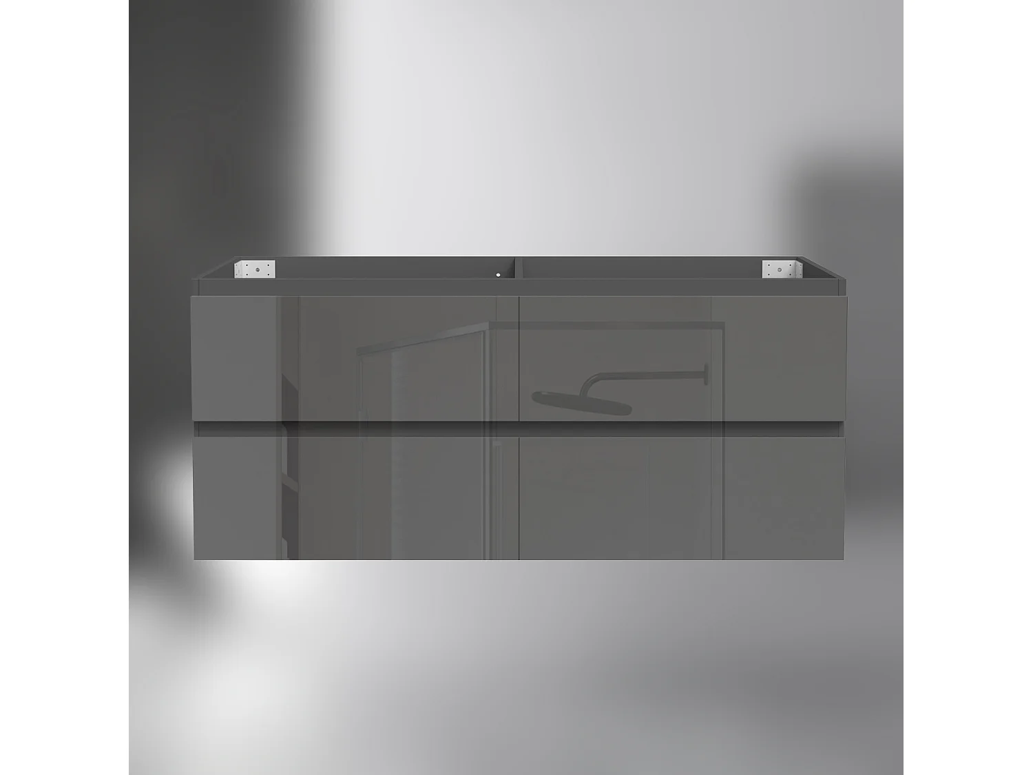 AICA SARL. Meuble de salle de bain design suspendu, 120 cm, 4 tiroirs de rangement sans lavabo - Anthracite brillant
