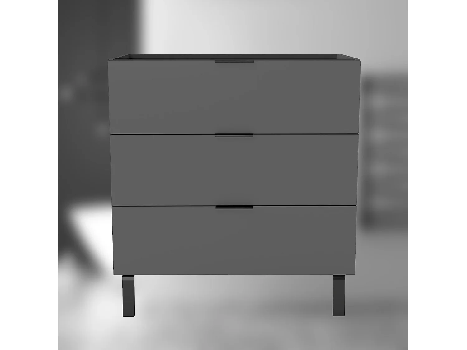 AICA SARL. Meuble de salle de bain mural avec pieds, sans lavabo, 80 cm, 3 tiroirs - Anthracite