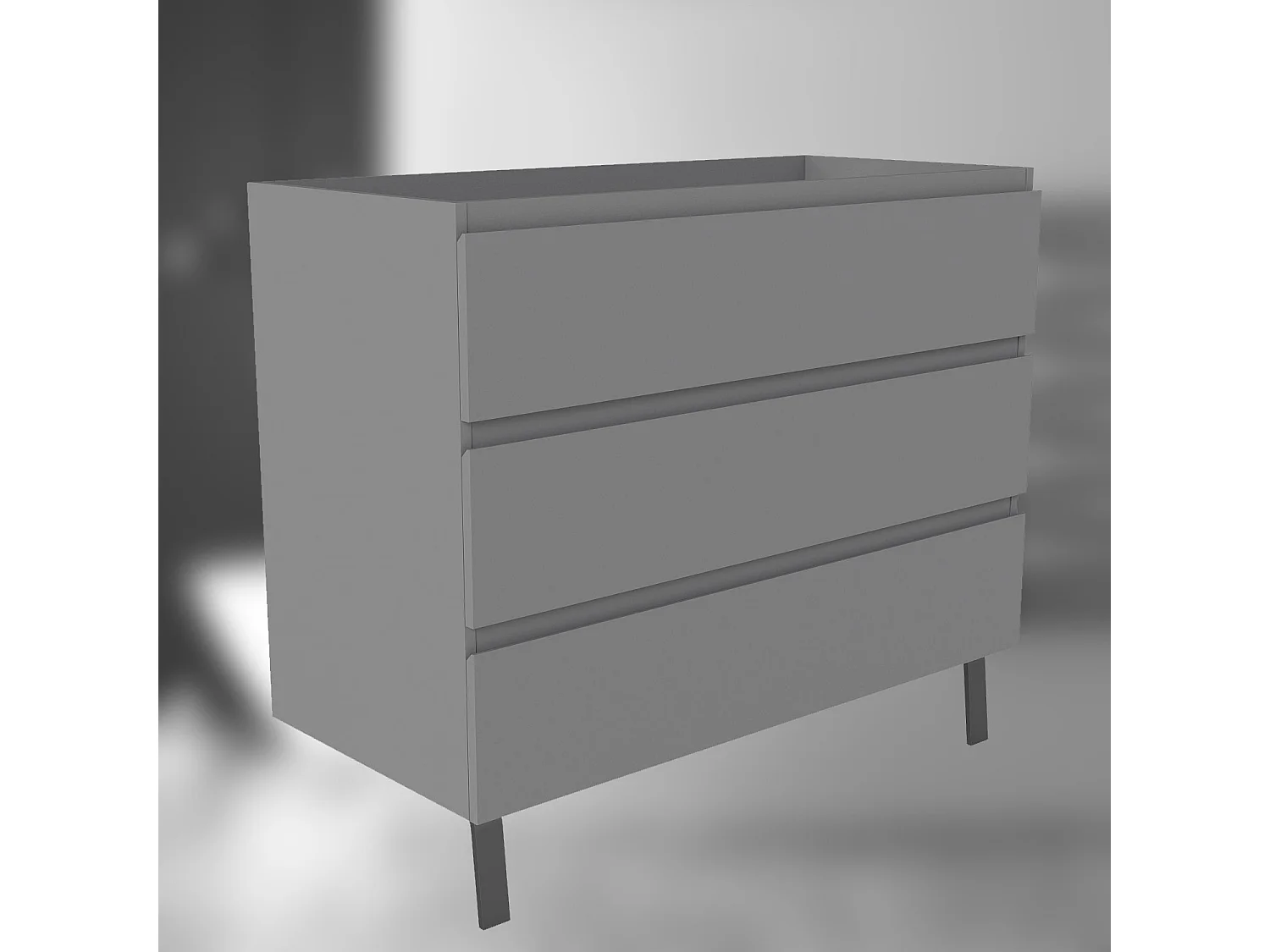 AICA SARL. Meuble de Salle de Bain 100cm avec 3 tiroirs + 2 Pieds, Meuble sans vasque, Anthracite