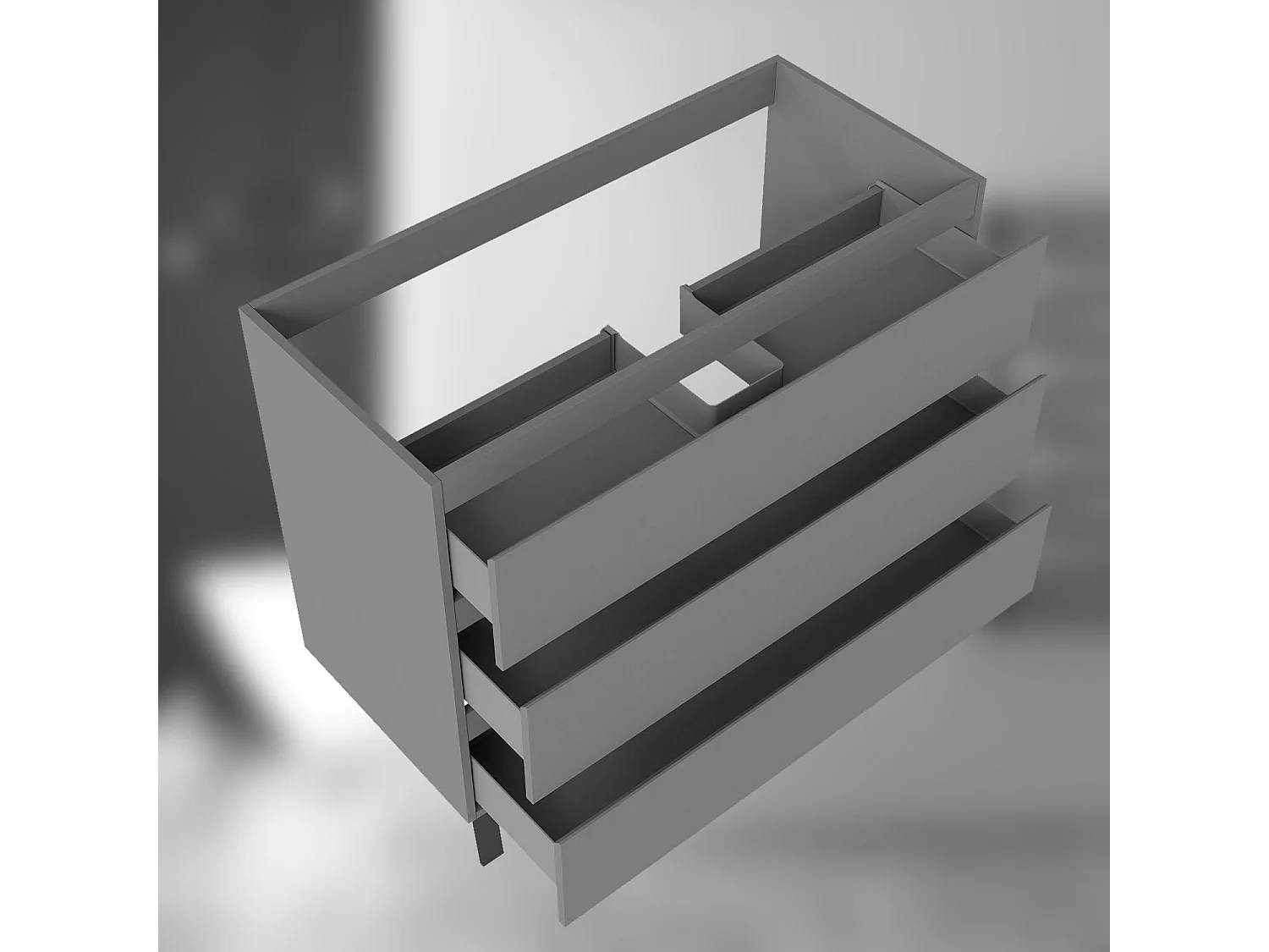 AICA SARL. Meuble de Salle de Bain 100cm avec 3 tiroirs + 2 Pieds, Meuble sans vasque, Anthracite