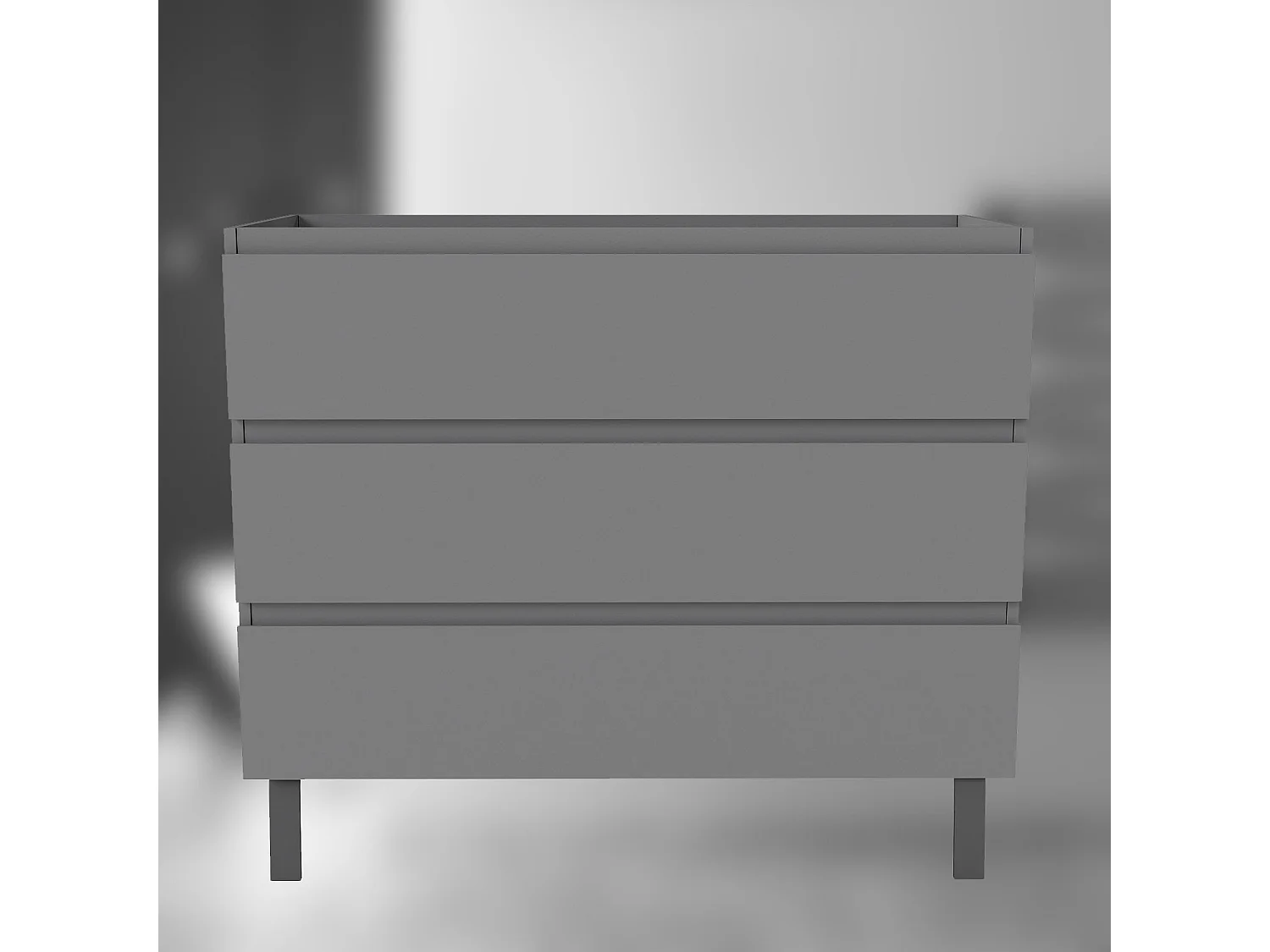 AICA SARL. Meuble de Salle de Bain 100cm avec 3 tiroirs + 2 Pieds, Meuble sans vasque, Anthracite