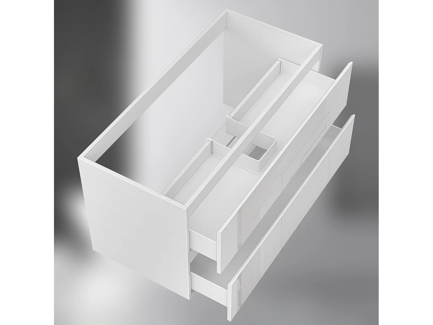 AICA SARL. Meuble de salle de bain design suspendu, 100 cm, 2 tiroirs de rangement sans lavabo - Blanc brillant