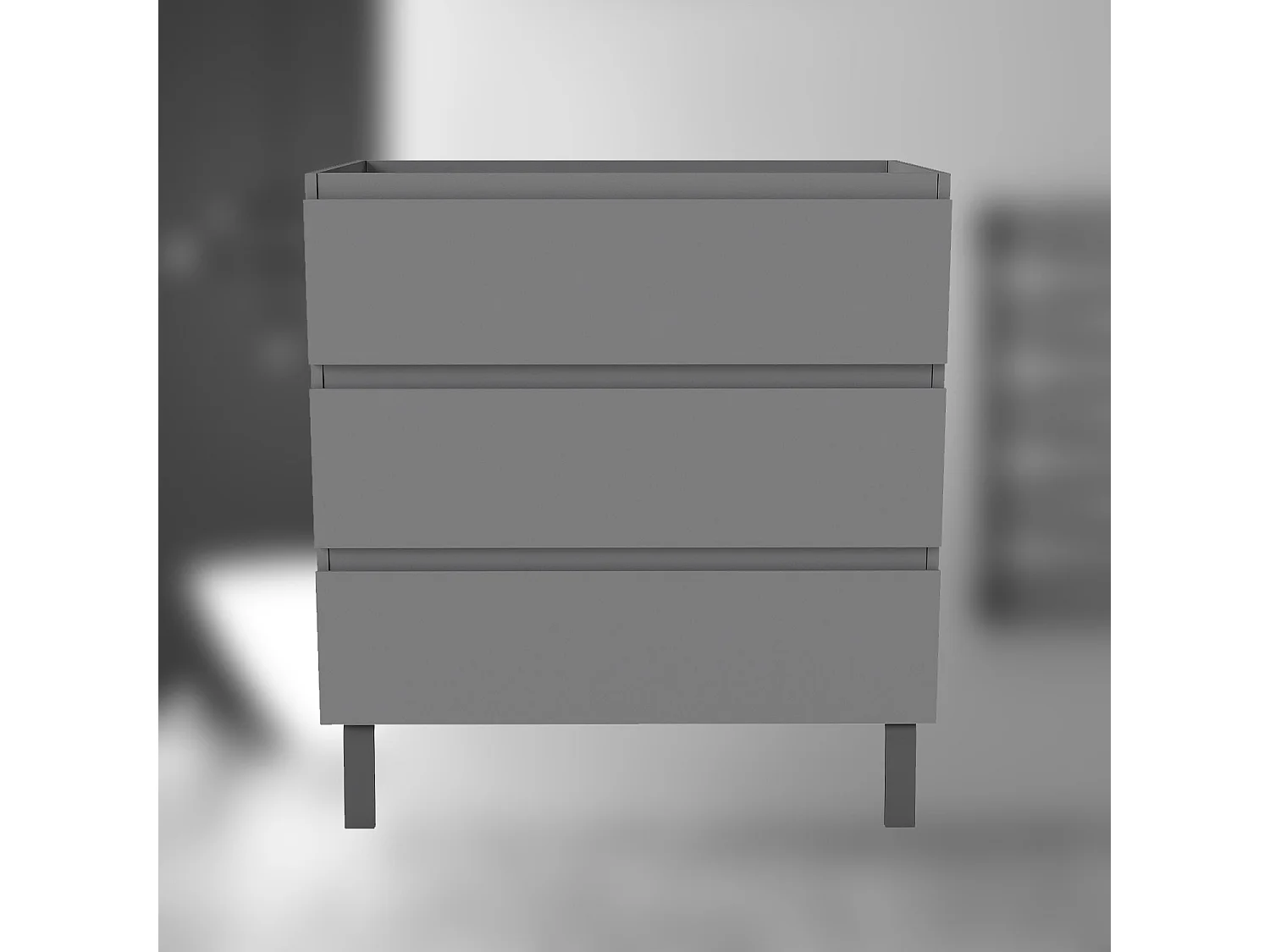 AICA SARL. Meuble de Salle de Bain 80cm avec 3 tiroirs + 2 Pieds, Meuble sans vasque, Anthracite