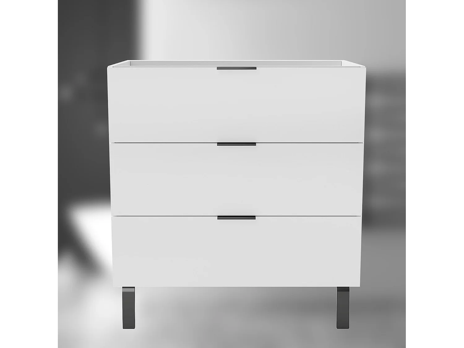 AICA SARL. Meuble de salle de bain mural avec pieds, sans lavabo, 80 cm, 3 tiroirs - Blanc