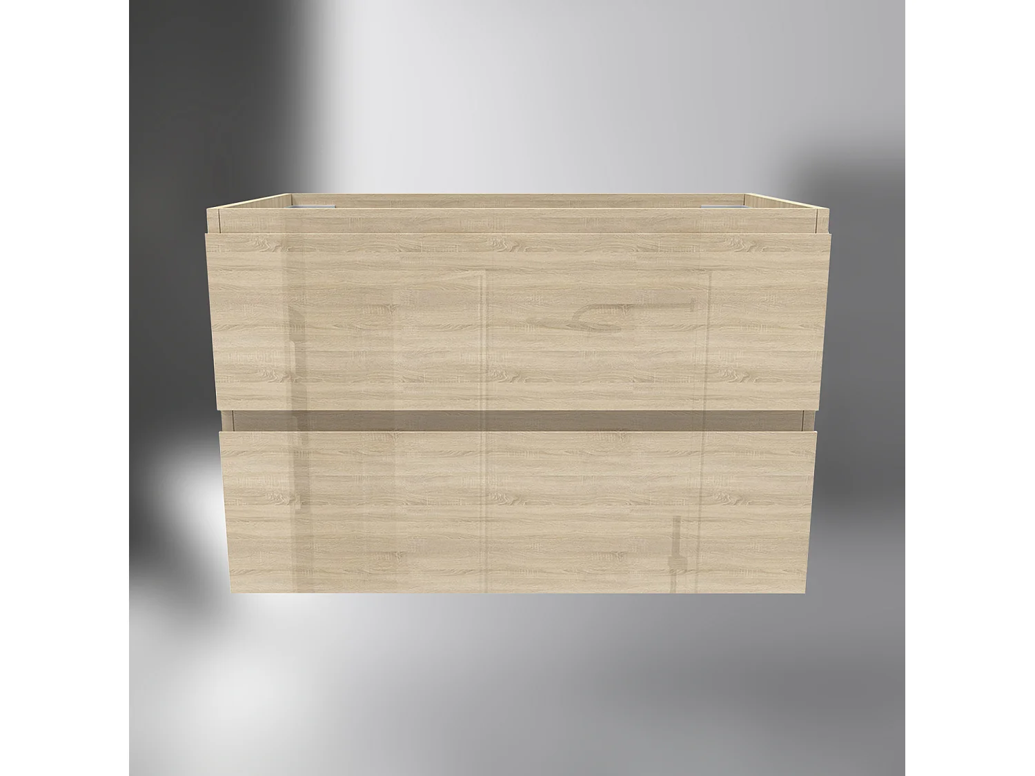 AICA SARL. Meuble de salle de bain design suspendu, 80 cm, 2 tiroirs de rangement sans lavabo - Chêne brillant