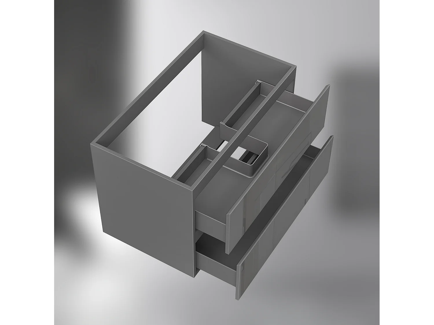 AICA SARL. Meuble de salle de bain design suspendu, 80 cm, 2 tiroirs de rangement sans lavabo - Anthracite brillant