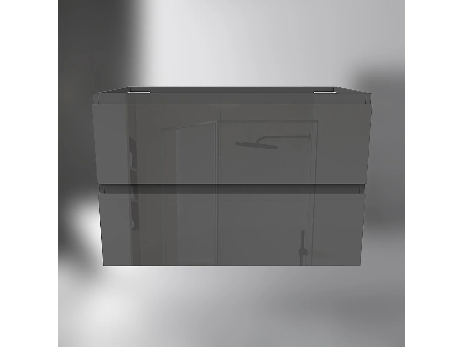 AICA SARL. Meuble de salle de bain design suspendu, 80 cm, 2 tiroirs de rangement sans lavabo - Anthracite brillant