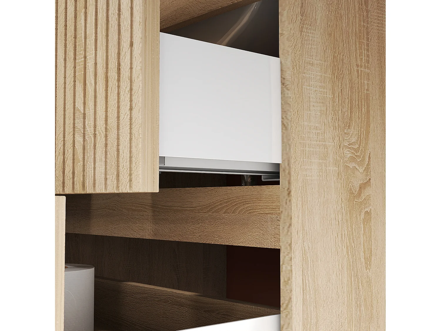 AICA SARL. Meuble de salle de bain suspendu 120 cm Chêne + 4 tiroirs, avec Poignées - sans compter vasque