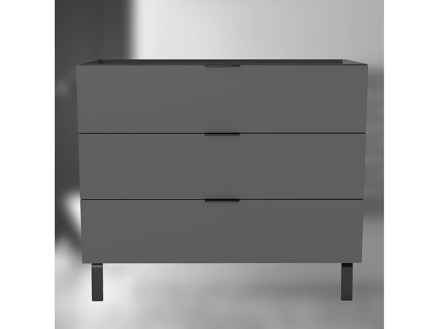 AICA SARL. Meuble de salle de bain mural avec pieds, sans lavabo, 100 cm, 3 tiroirs - Anthracite