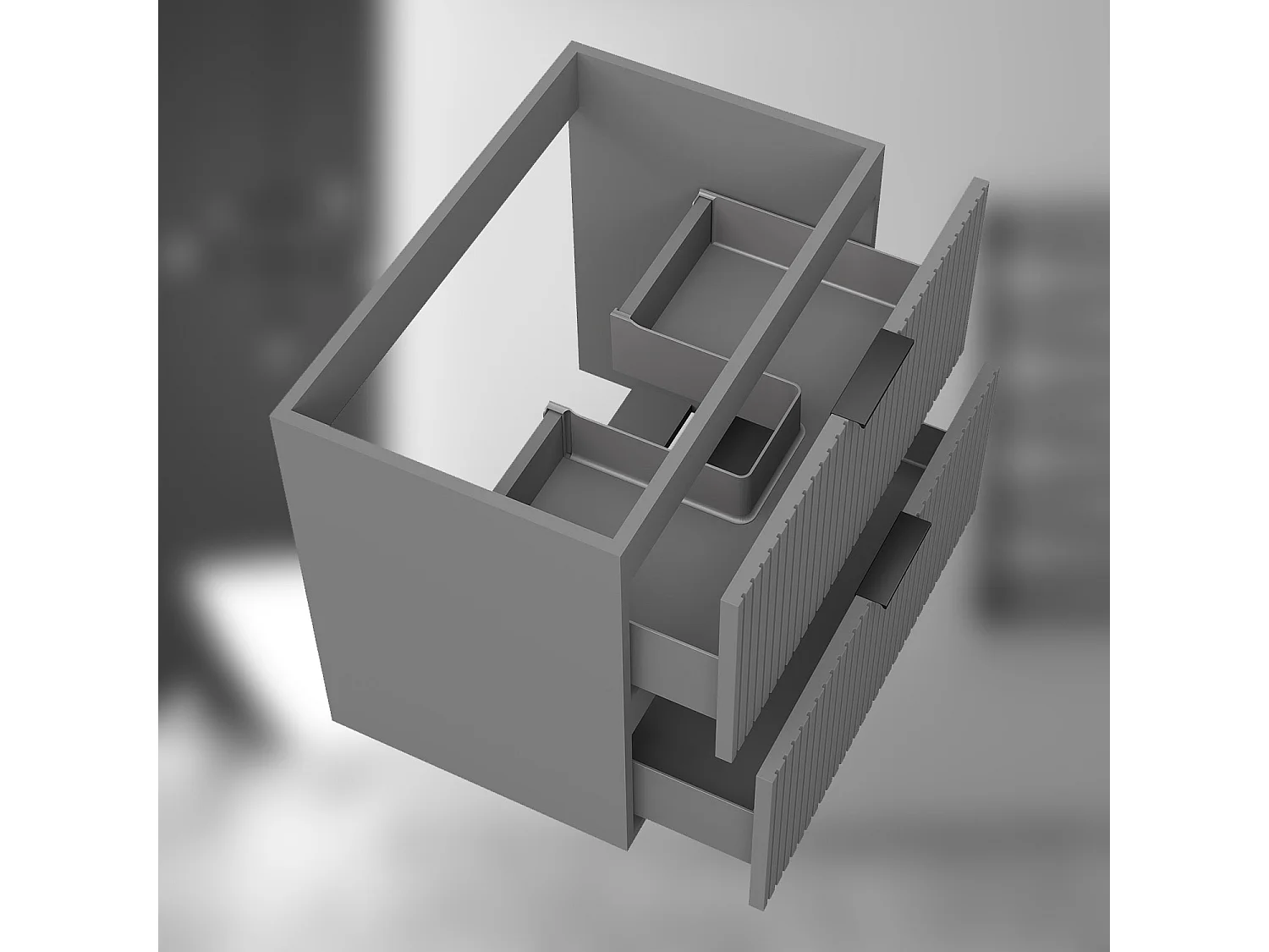 AICA SARL. Meuble de salle de bain suspendu 60 cm Anthracite + 2 tiroirs, avec Poignées - sans compter vasque